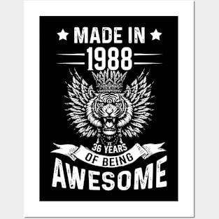 Made In 1988 36 Years Of Being Awesome Birthday Posters and Art